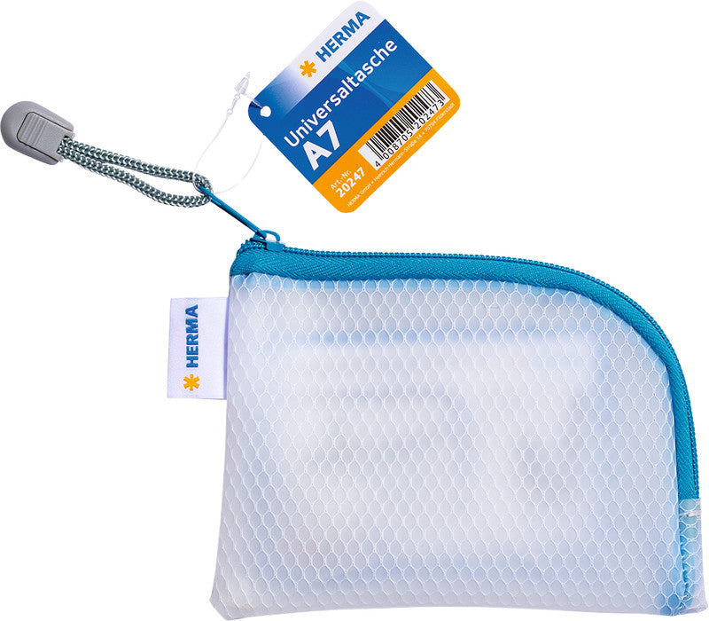 HERMA Reissverschlusstasche A7 – EVA, blau/weiss, 1er-Pack