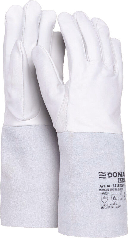 Office products Arbeitshandschuhe – L – Leder, EN 388, EN 407, EN 12477, Weiss/Grau