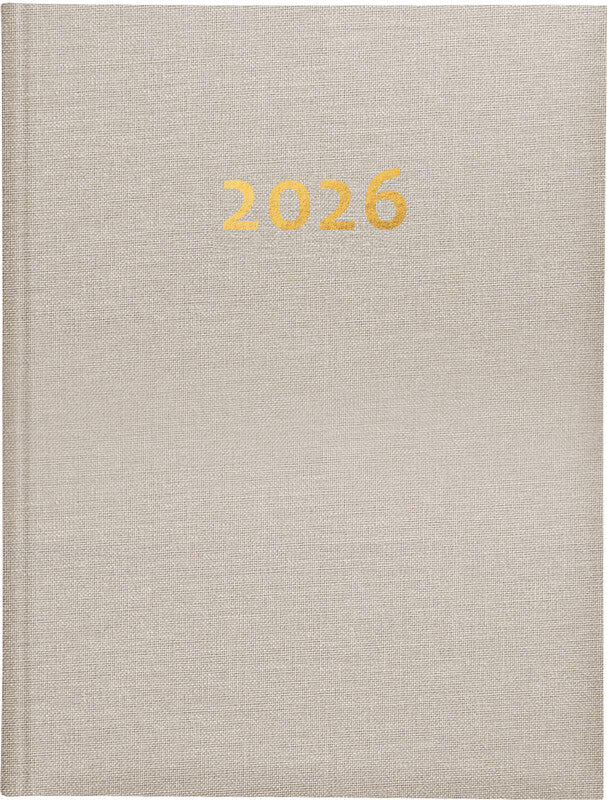Biella Orario Agenda – 1 Woche/2 Seiten, gebunden, 17,5 × 23,5 cm, 2026, beige, FSC