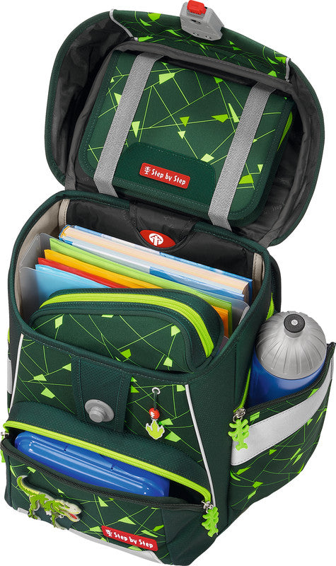 Step by Step Shine Schulrucksack-Set – 5-teilig – Dino Night Tyro – recycelte Materialien