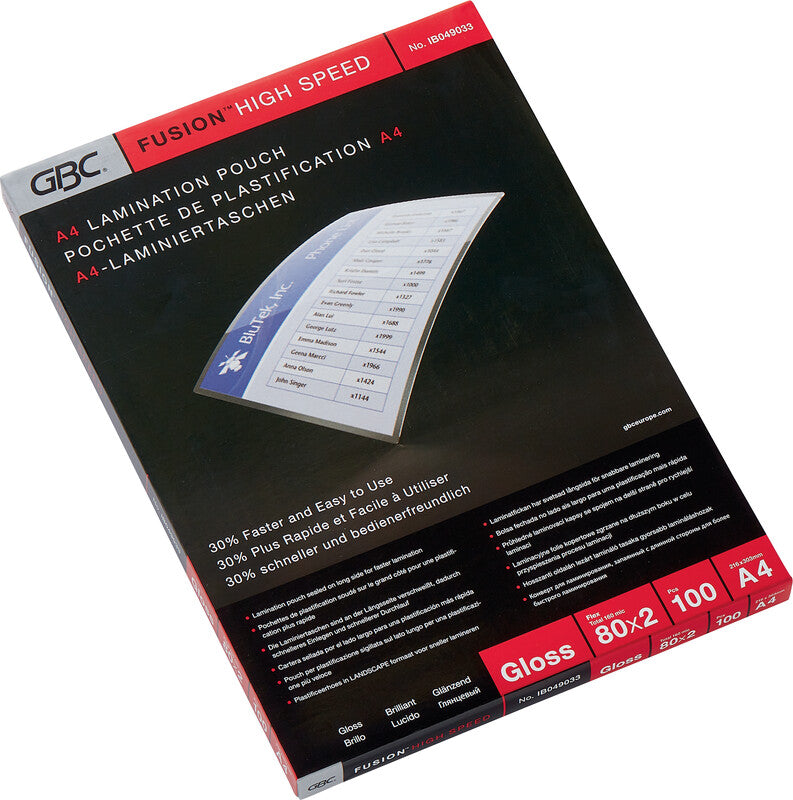 GBC Laminierfolien A4, glänzend – 80 µm, 216 × 303 mm, 100 Stk.