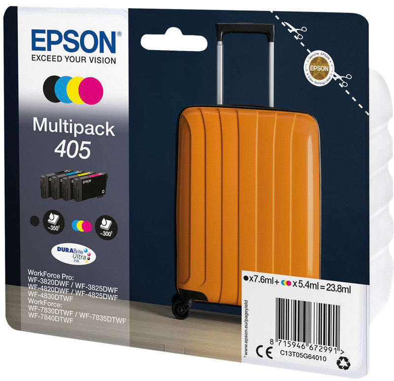 Epson Tintenpatronen-Multipack 405, CMYK, 4er-Pack – für Inkjetdrucker und Multifunktionsgeräte