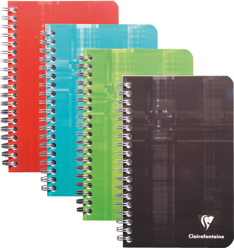 Clairefontaine Spiralheft, 110 × 175 mm, kariert, Spiralbindung, 50 Blatt, 50 g/m² – farbig sortiert