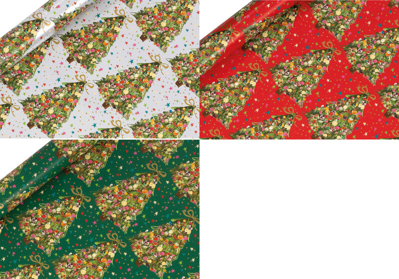Glick Geschenkpapier – Exquisite Evergreen – 70 cm × 4 m – 3 Farben sortiert