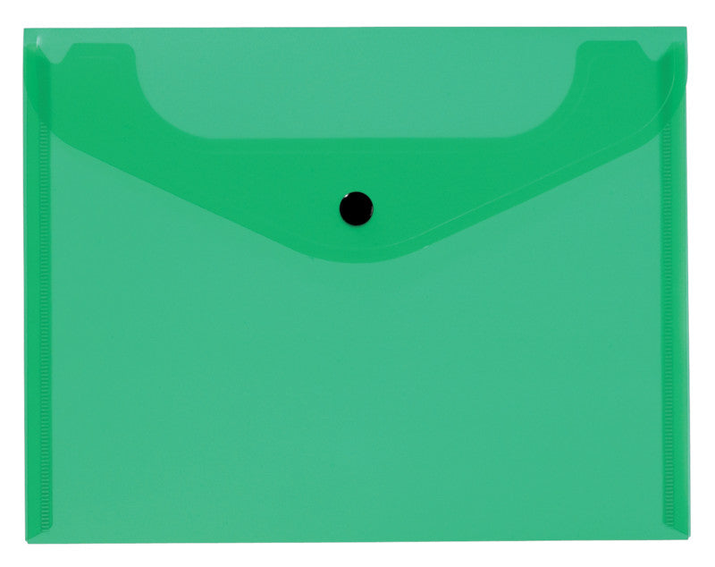 Kolma Dokumententasche A5, Druckknopf, transparent, grün – 25 Stück