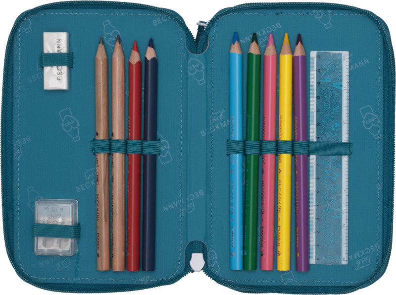 Beckmann Classic 1st Etui Triple, gefüllt, 27-teilig – Jungle Game – Kunststoff – 13 × 20,5 × 7 cm