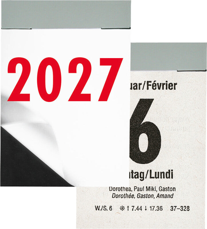 Biella Abreisskalender 1 Tag/Blatt – zweisprachig d/f – 2027 – 4 × 5,9 cm