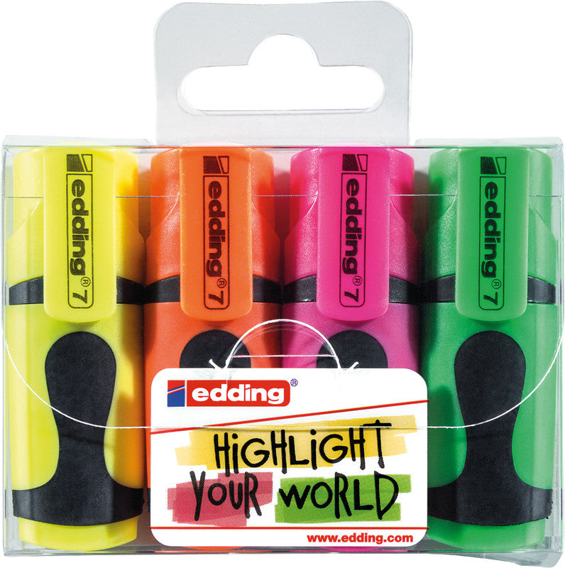 Edding Mini Textmarker Set 4 Neonfarben – Keilspitze, 1–3 mm