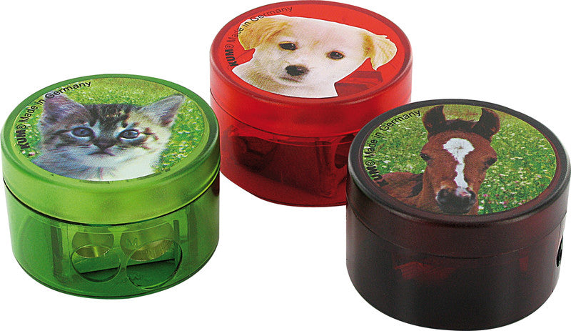 Kum Spitzer – manuell, 2-Loch, mit Behälter, für Blei- & Buntstifte Ø 8 und 11 mm, assortiert