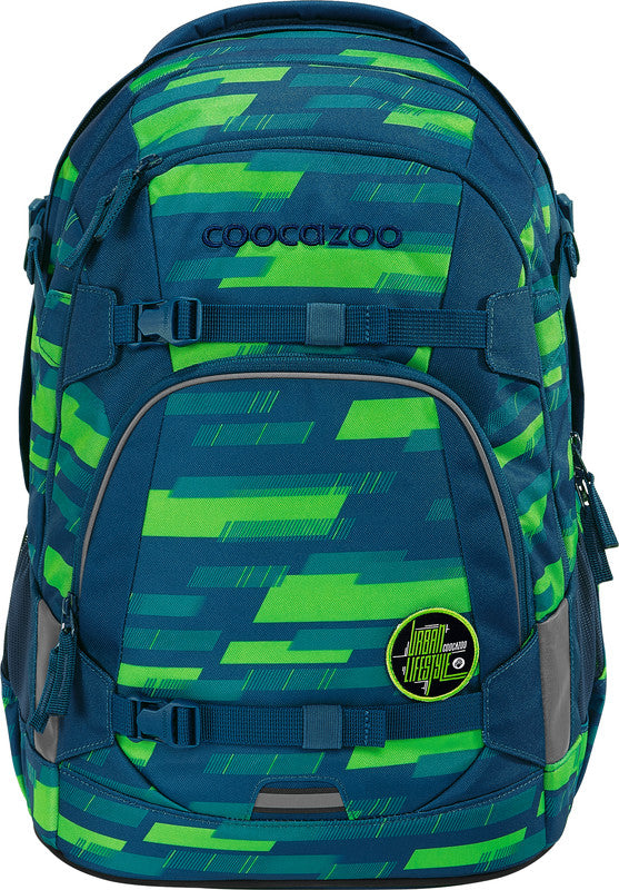 Coocazoo Rucksack Mate – Limetten-Streifen – 30 l (B 30,0 × H 44,0 × T 23,0 cm) – recycelter Bestandteil