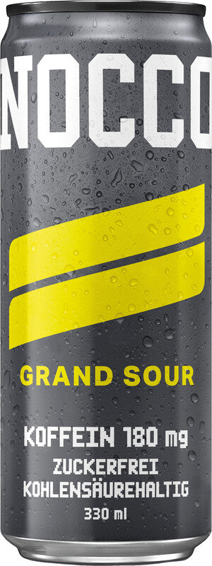 NOCCO Energy Drink Grand Sour Zitrone, Holunderblüte & Apfel zuckerfrei mit Koffein – 3,3 dl Dose