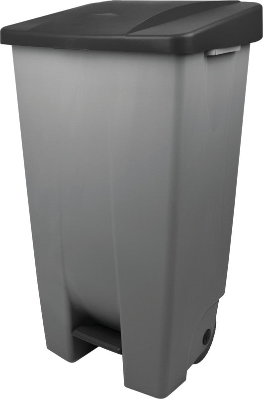 Helit Abfallcontainer – 120 l – mit Deckel – Kunststoff, Grau – B × H × T 510 × 875 × 425 mm