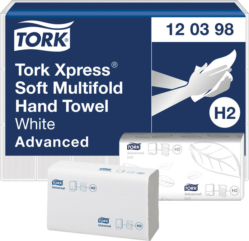 Tork Falthandtuch – Z-Falz, 2-lagig, Zellstoff, Weiss, 210 × 235 mm, für Tork H2 System, 20×237 Stk.