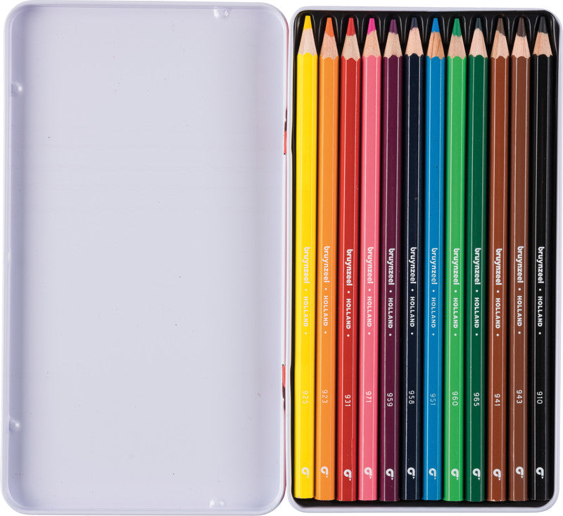 Bruynzeel Farbstifte-Set – 12 Farben, Mine Ø 3,3 mm, Metallschachtel