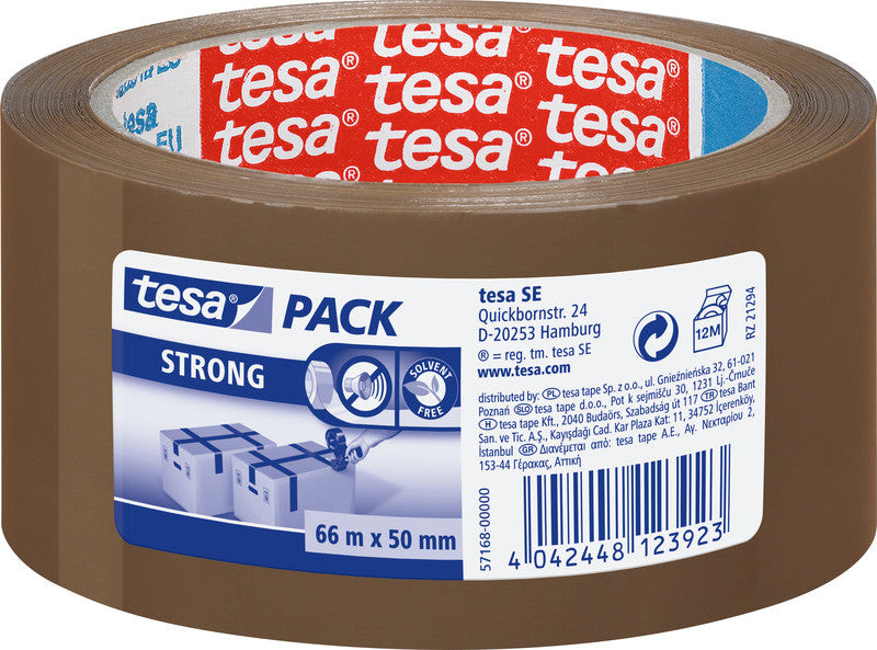 tesa Verpackungsband – 50 mm × 66 m, braun, stark