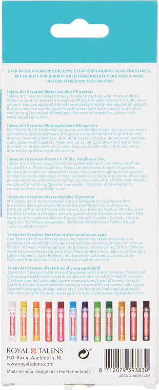 Talens Ölpastelle – farbig sortiert, Schaftmaterial Papier, 12er-Pack, wasservermalbar, geruchsarm
