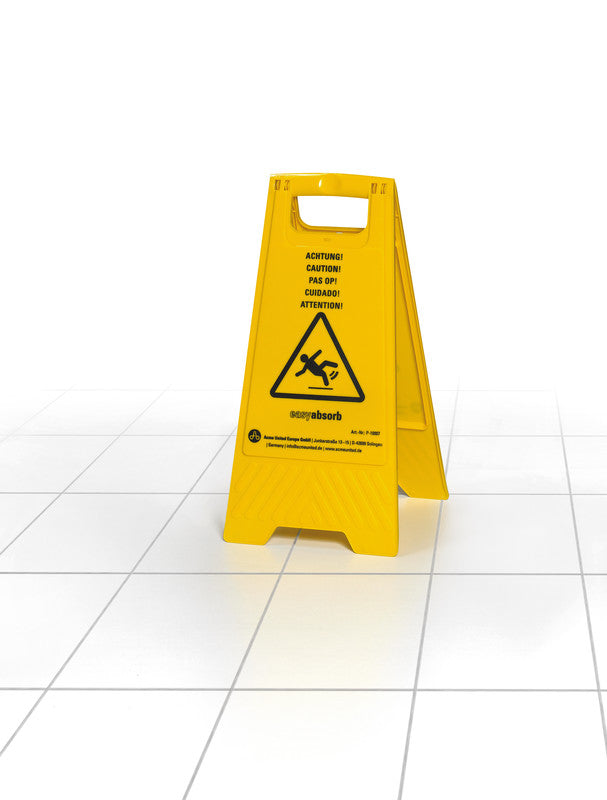 Easyabsorb Warnschild – Achtung Rutschgefahr – 610 mm Höhe – Gelb – Mehrsprachig