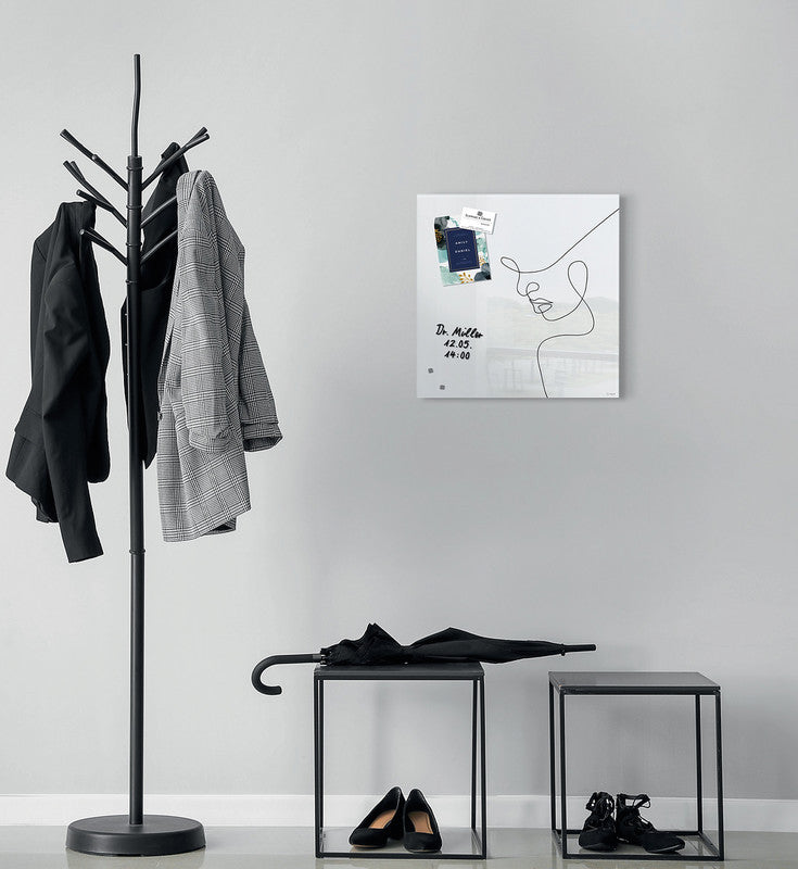 Sigel Whiteboard – 48 × 48 cm, Glas, magnetisch, Wandmontage, inkl. Magnete, Montagesatz