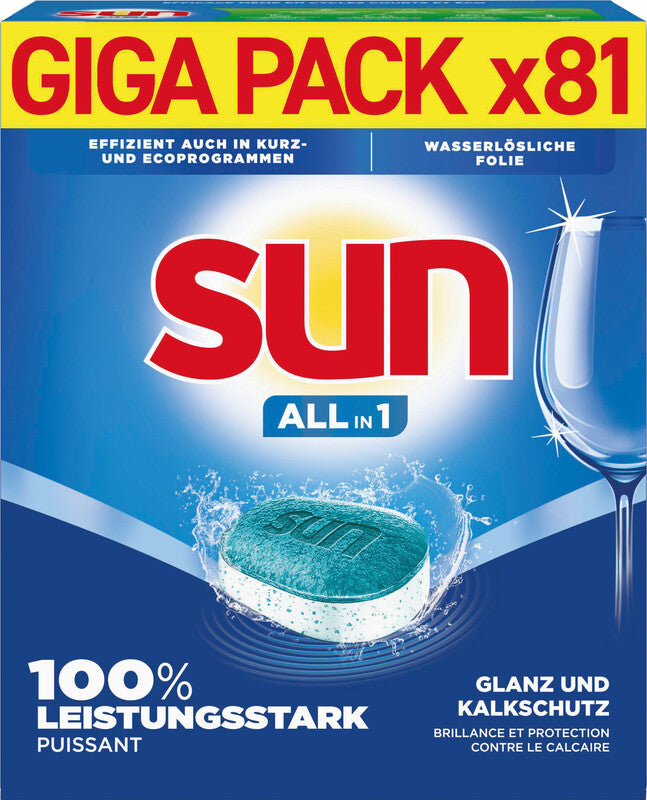 Sun All in 1 Complete Spülmaschinentabs – für Geschirrspüler – 81 Tabs