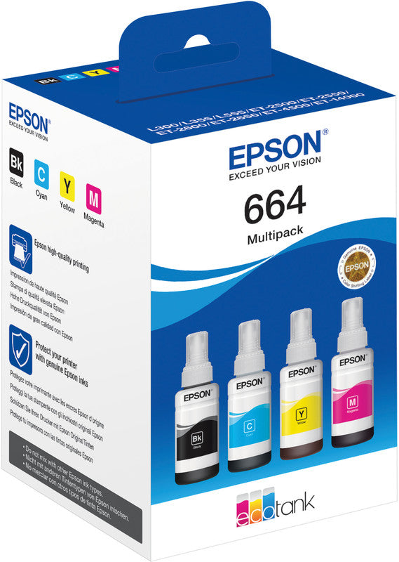 Epson Tintenpatronen-Multipack T664640, CMYK, 4er-Pack – für Inkjetdrucker und Multifunktionsgeräte