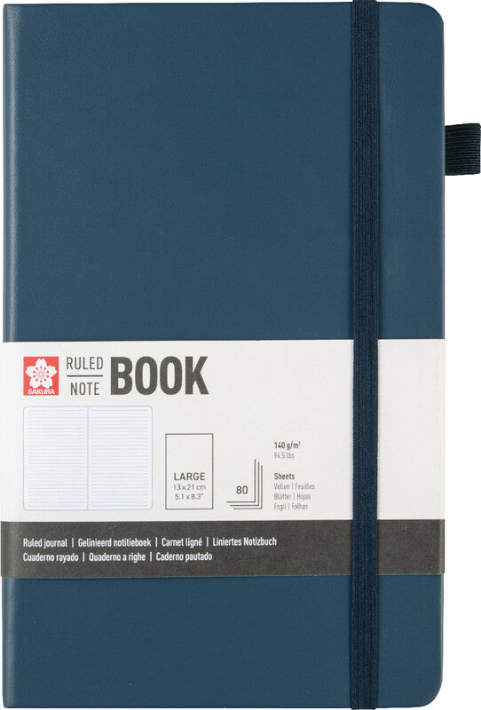 Sakura Notizbuch – 130 × 210 mm – 160 Seiten – 140 g/m² – gebunden, Gummiband, Stiftschlaufe – dunkelindigo