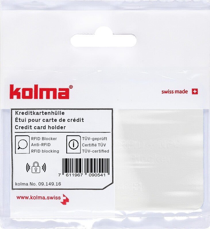 Kolma Dokumentenhülle – für Kreditkarten – 95 × 63 mm, Kunststoff, weiss – 1 Stück