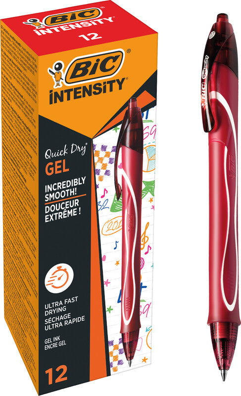 BIC Gel-ocity Quick Dry Gelschreiber – rot, 0,7 mm, schnelltrocknend, Druck, nachfüllbar