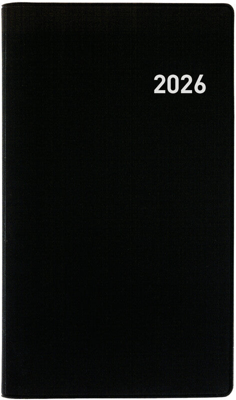Biella Brüssel Agenda – 1 Woche/2 Seiten, Spiralbindung, 8,5 × 15,3 cm, 2026, Schwarz, FSC