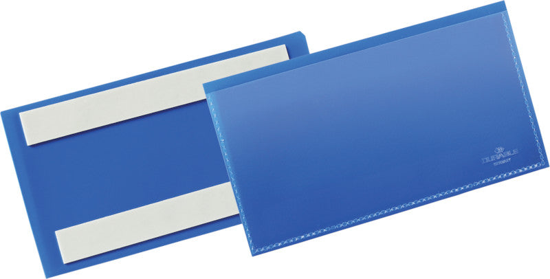 Durable Kennzeichnungstaschen – 150 × 67 mm, blau, Kunststoff, selbstklebend