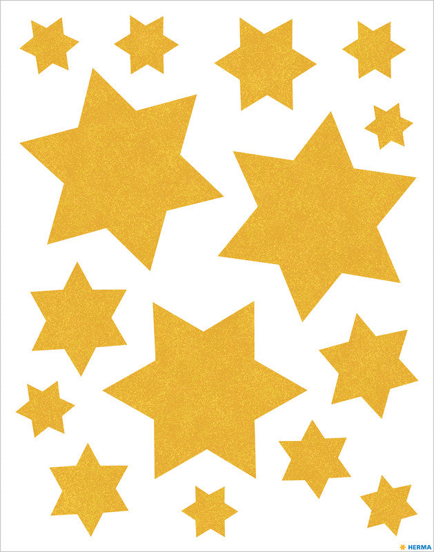 HERMA Fensterdekor Sterne, gold, Folie, 21 × 29,7 cm, wiederverwendbar, 1 Stück