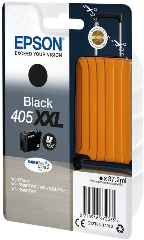 Epson Tintenpatrone 405XXL, Schwarz, XXL, 2'200 Seiten – für Tintenstrahldrucker/Multifunktionsgeräte