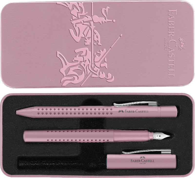 Faber-Castell Grip 2010 Harmony Schreibset – Kugelschreiber M & Füllfederhalter M – Blau – Metalletui – 2-teilig