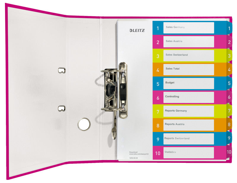 Leitz Wow Register – A4, 10-teilig, PP, farbig, vorgedruckt, 11-fach gelocht – für Zeigebuchtaschen