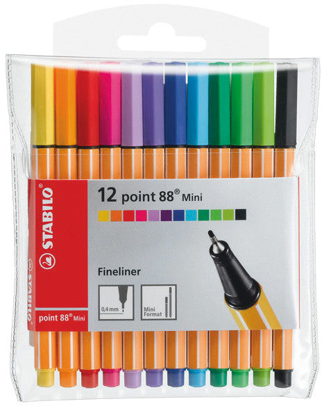 STABILO Fineliner – 12er-Set 0,4 mm – 12 Farben, sortiert