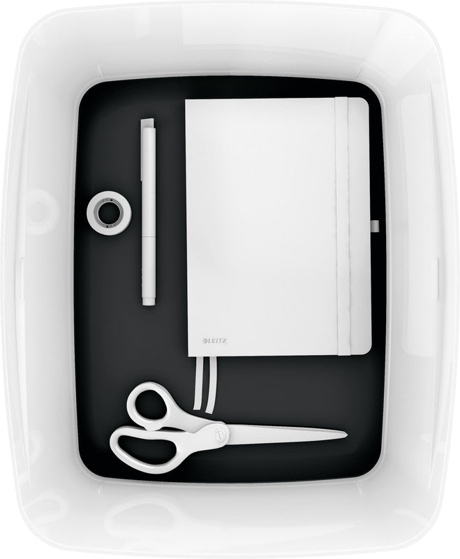 Leitz Aufbewahrungsbox MyBox – Kunststoff, weiss/schwarz, 31,8 × 19,8 × 38,5 cm