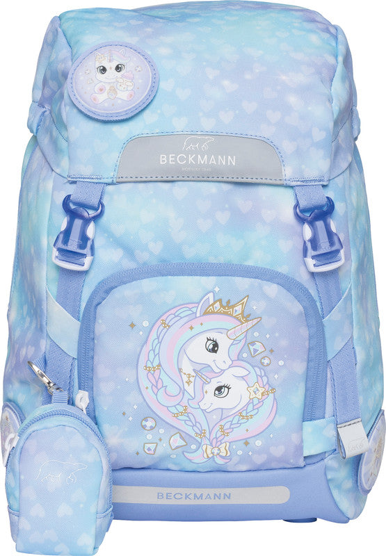 Beckmann Schulrucksack Classic 1st – 6-teilig – Einhorn Prinzessin Eisblau – recyclingfähig