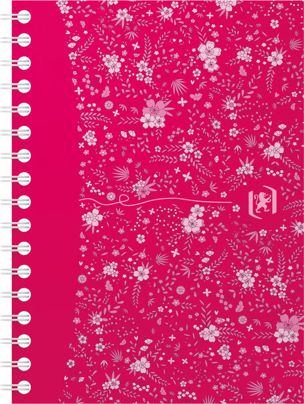 Oxford Collegeblock A6, kariert, Spiralbindung, 50 Blatt, perforiert, 90 g/m² – Floral, für SCRIBZEE App