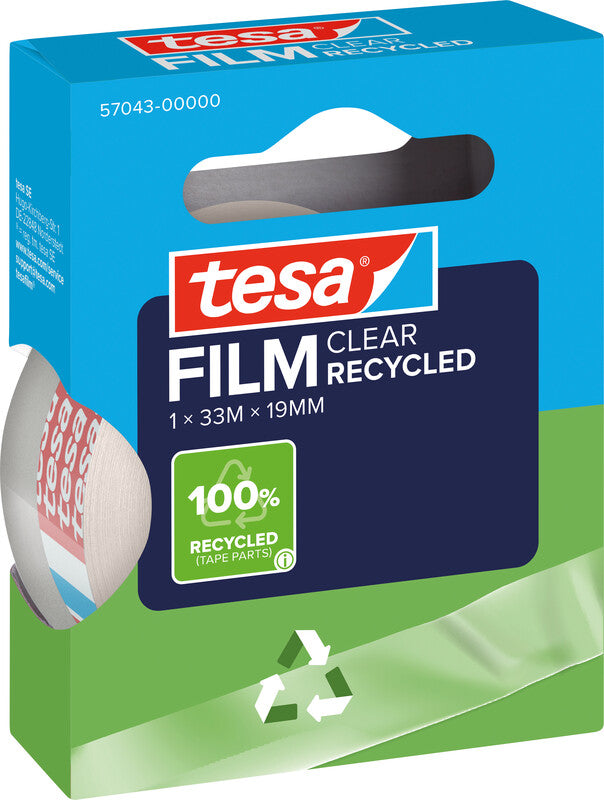 TESA Büro-Klebeband eco & clear – permanent, Kunststoff, 19 mm × 33 m, transparent, Kern Ø 26 mm, 1 Rolle