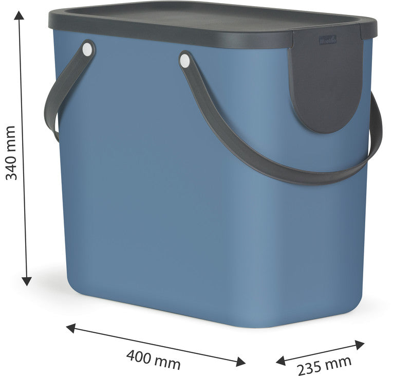 Rotho Abfallcontainer – 25 l – mit Deckel – Kunststoff, Horizon Blau – B × H × T 235 × 340 × 400 mm