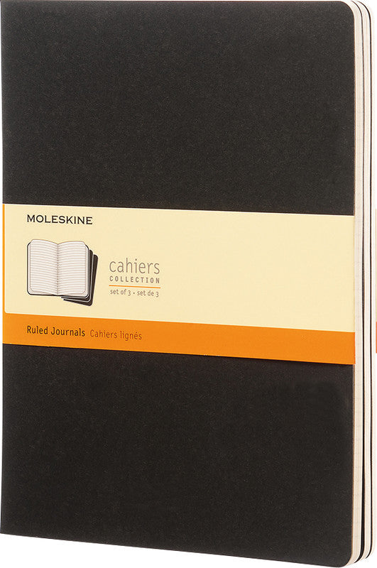 Moleskine Notizheft, 190 × 250 mm, liniert, Fadenheftung, Karton, 120 Seiten – schwarz, 3er-Pack