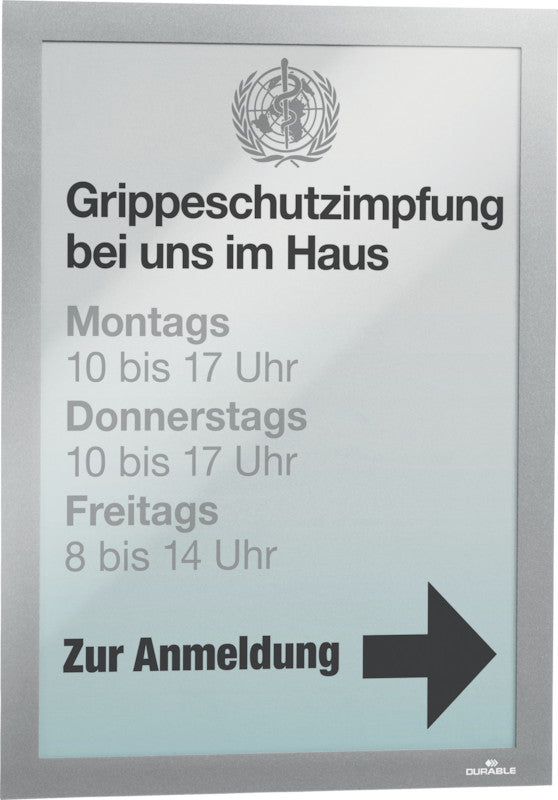 Durable DURAFRAME Magnetrahmen – A4 – Silber – 2er-Pack