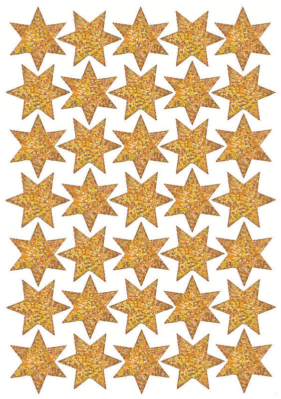 HERMA Geschenketiketten – Sterne – 35 Etiketten – permanent, Kunststoff – Bogen 84 × 120 mm, Gold