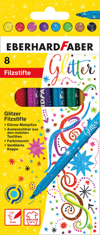 Eberhard Faber Filzstifte, Strichbreite 3 mm, auswaschbar ab 40 °C, 8 Farben