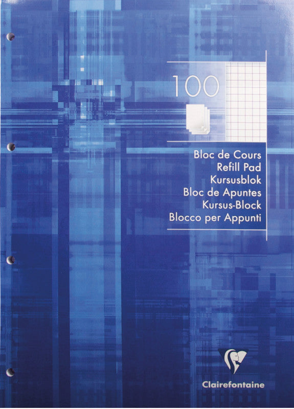 Clairefontaine Ringbuchblock, A4, kariert, Leimbindung, 100 Blatt, 2-fach gelocht, 90 g/m² – blau