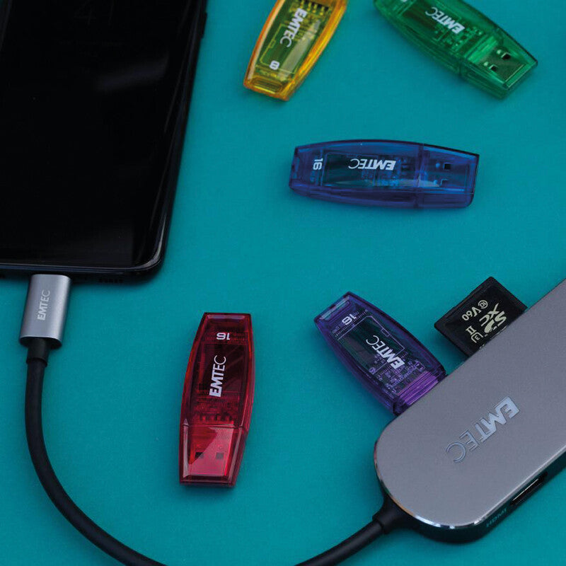 Emtec USB-Hub – für Windows und Mac OS, USB-Anschluss, silber