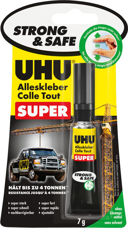 UHU Alleskleber – permanent, transparent, repositionierbar, 7 g, für Holz, Porzellan, Metall usw.