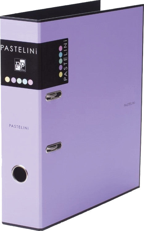 Pastelini Ordner – A4 hoch – 2-Ring Hebelmechanik, Rücken 70 mm – violett, mit Griffloch, mit Raumsparösen
