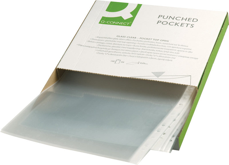 Q-CONNECT Sichtmappe A4 – transparent, Polypropylen, glänzend, 50 µm, 100er-Pack