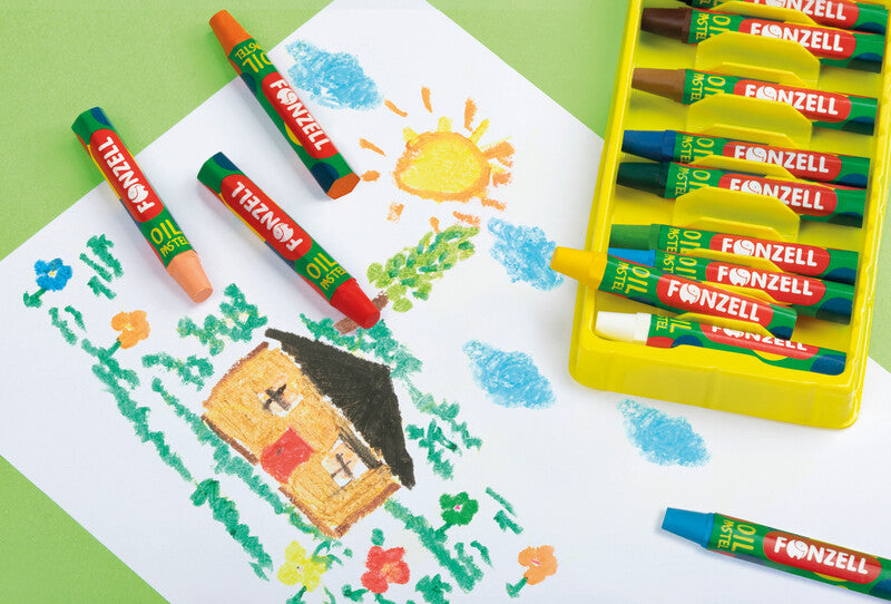 Fonzell Ölpastelle – Set – 12 Farben, für Papier, Karton & Holz