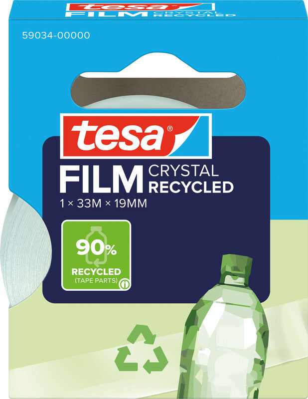 TESA Büro-Klebeband eco & crystal – permanent, Kunststoff, 19 mm × 33 m, transparent, 1 Rolle